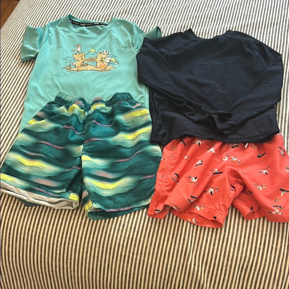 Kids' Swimwear Set with Graphic Sun Tee and Bathing Suit Shorts